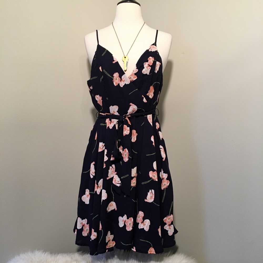 Navy blue floral dress